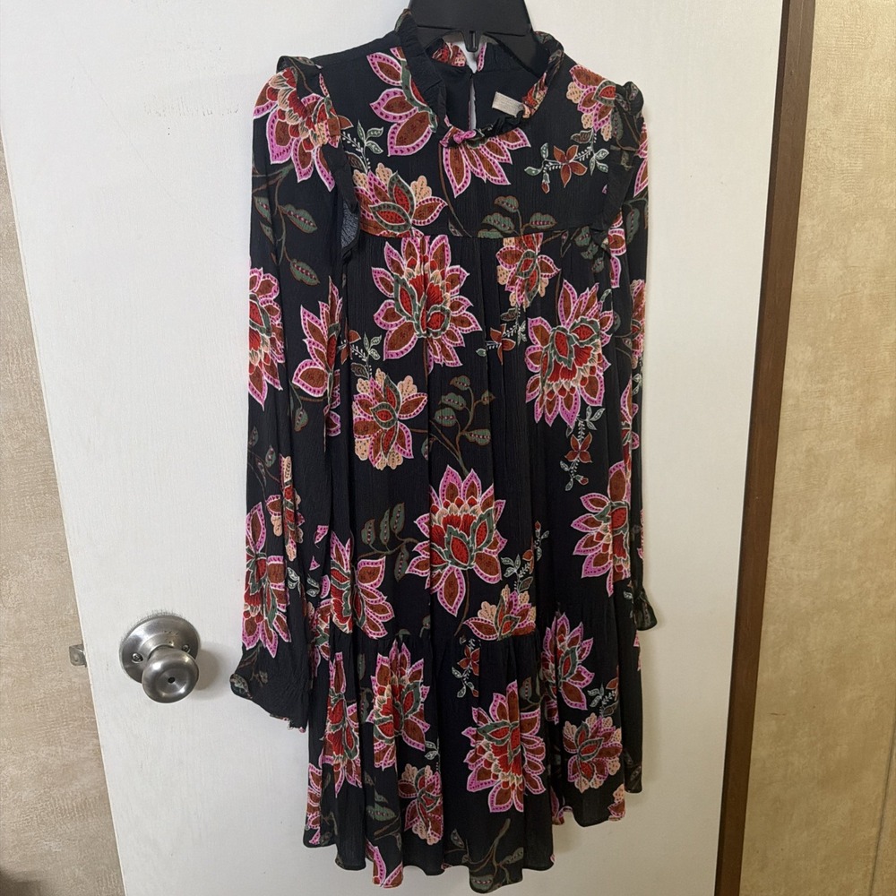 NWT-Girls Chelsea & Violet Floral Print Long Sleeve Dress-Size Medium 8/10